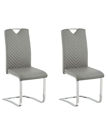 Set van 2 eetkamerstoelen PICKNES Kunstleer Lichtgrijs