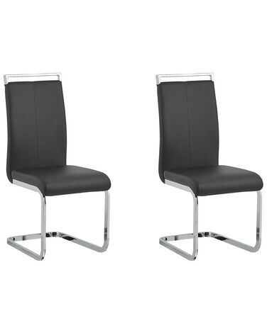 Set van 2 eetkamerstoelen GREEDIN Kunstleer Zwart