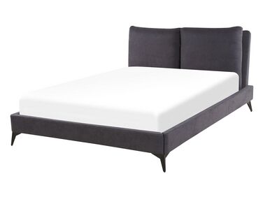 Bed Fluweel MELLE 140 x 200 cm Donkergrijs