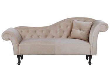 Chaise longue côté droit LATTES Velours Beige