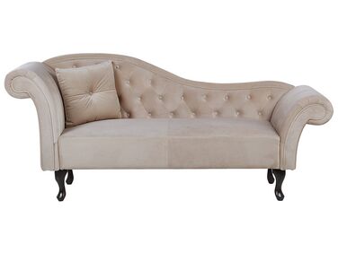 Linkszijdige chaise longue LATTES Fluweel Beige