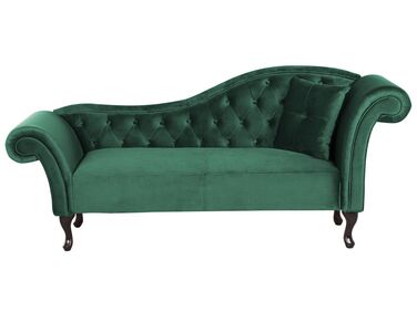 Chaise longue côté droit LATTES Velours Vert foncé