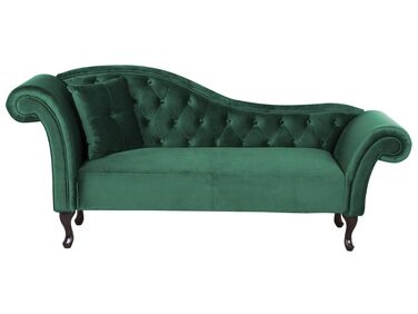 Linkszijdige chaise longue LATTES Fluweel Donkergroen