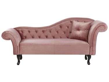 Chaise longue côté droit LATTES Velours Rose