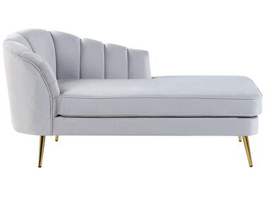 Linkszijdige chaise longue ALLIER Fluweel Lichtgrijs