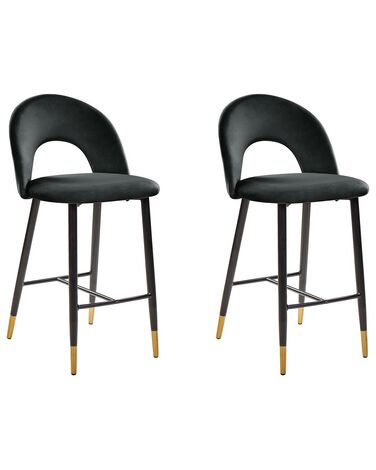 Set van 2 barstoelen FALTON Fluweel Zwart