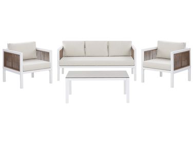 Garden Lounge Set with Table 5 Seater BORELLO Metal White