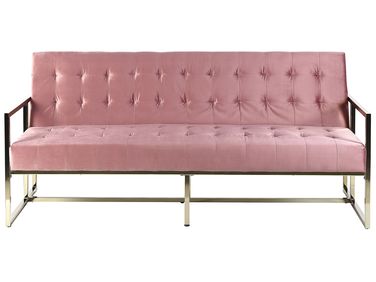 Canapé-lit 3 places MARSTAL Velours Rose
