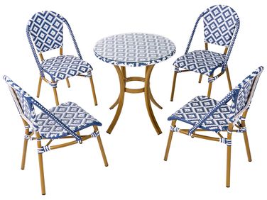 Garden Dining Set 4 Seater RIFREDDO PE Rattan Blue
