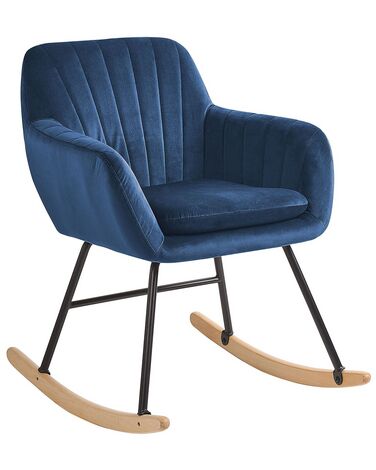 Fauteuil à bascule LIARUM Velours Bleu marine