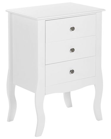 3 Drawer Bedside Table LANE White