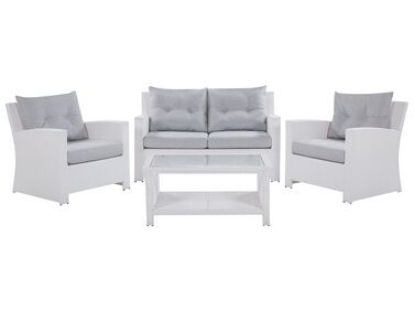 Ensemble de salon de jardin avec table 4 places MARINO Polyrotin Blanc