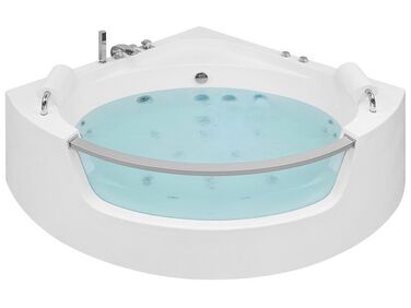 Baignoire d’angle à remous avec LED MANGLE 187 x 136 cm Blanc