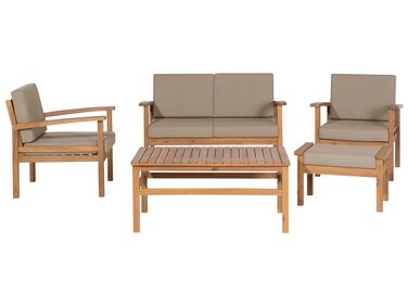 Garden Lounge Set with Table and Ottoman 4 Seater MANILA Acacia Wood Light Brown