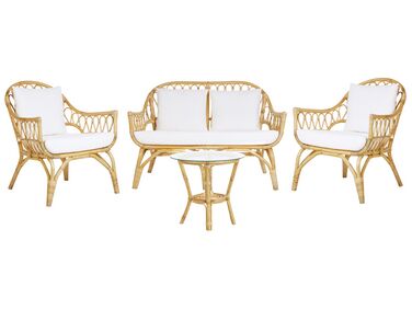 Garden Lounge Set with Table 4 Seater SIBARI Rattan Natural