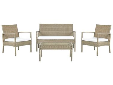 Sofa Set with Table MARSALA PE Rattan Light Brown