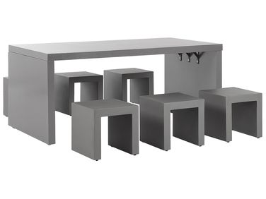 Salle à manger de jardin avec tabourets 6 places TARANTO Béton Gris