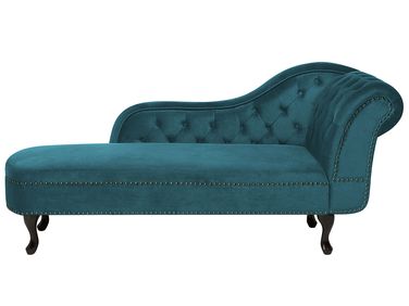 Chaise longue côté droit NIMES Velours Bleu paon