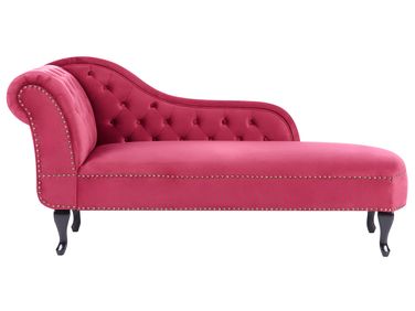 Linkszijdige chaise longue NIMES Fluweel Bordeauxrood