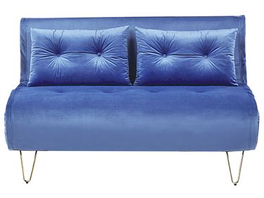 Sofa Bed 2 Seater VESTFOLD Velvet Navy Blue