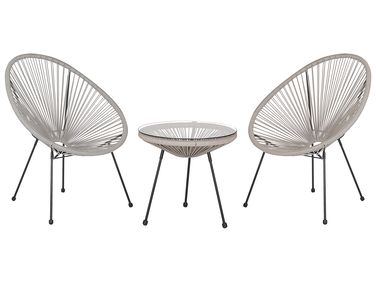 Bistroset ACAPULCO II PE rotan Lichtgrijs