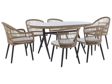 Salle à manger de jardin 6 places ALIANO II avec coussins Polyrotin Beige
