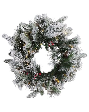 Couronne de Noël enneigée LED WHITEHORN Blanc 55 cm