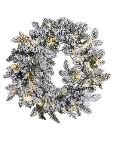 Besneeuwde kerstkrans LED SUNDO Wit 70 cm