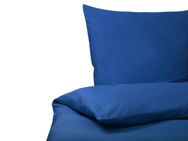 Duvet Cover Set HARMONRIDGE Sateen Cotton 155 x 220 cm Dark Blue