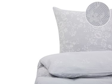 Duvet Cover Set MORNINGSIDE Sateen Cotton 200 x 220 cm Grey