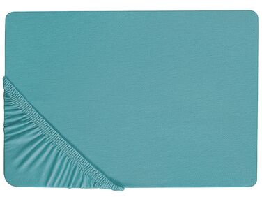 Drap housse HOFUF Coton 160 x 200 cm Turquoise