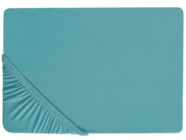 Drap housse HOFUF Coton 200 x 200 cm Turquoise