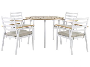 Garden Dining Set 4 Seater CAVOLI with Cushions Metal Beige