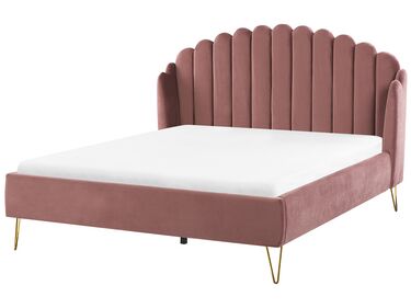 Bed Fluweel AMBILLOU 160 x 200 cm Roze