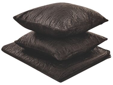 Sprei met kussens RAYEN 160 x 220 cm Bruin