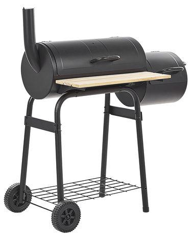 Gril à charbon de bois SATAH avec fumoir Métal Noir