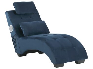 Chaise longue SIMORRE Velours Bleu foncé Avec haut-parleur Bluetooth intégré