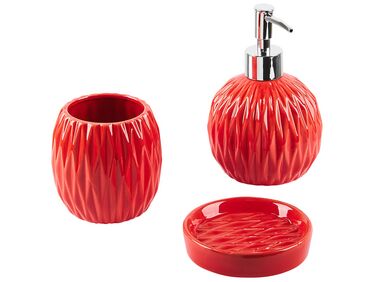 3-Piece Bathroom Accessories Set BELEM Ceramic Red