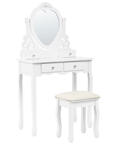 Dressing Table with Mirror and Stool DIVA White