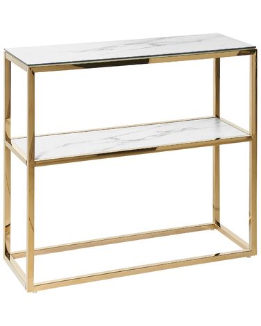 Sidetable AZUSA Veiligheidsglas Wit marmer