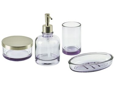 4-Piece Bathroom Accessories Set TELMA Glass Violet