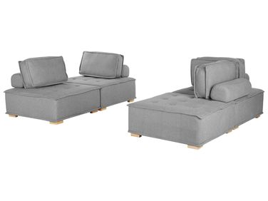 Ensemble de salon modulable 4 places TIBRO Tissu Gris