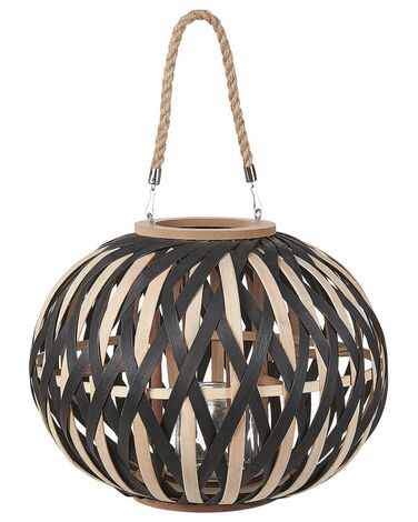 Lantaarn BESAH Bamboe 37 cm Zwart