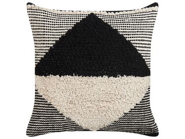 Throw Cushion KHORA Cotton 50 x 50 cm Black Geometric Pattern