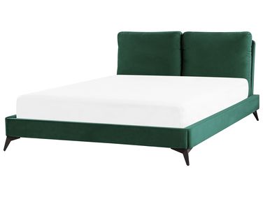 Bed Fluweel MELLE 160 x 200 cm Smaragdgroen