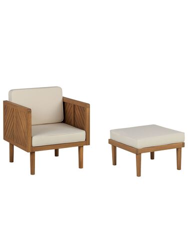 Fauteuil de jardin avec ottoman BARATTI Acacia Marron