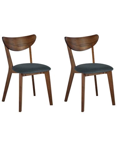 Set van 2 eetkamerstoelen ERIE Hout Donkerbruin/grijs