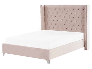 Bed Fluweel LUBBON 160 x 200 cm Pastelroze