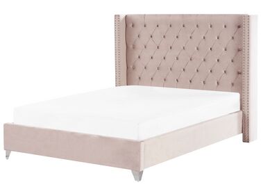 Bed Fluweel LUBBON 180 x 200 cm Pastelroze