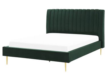 Bed Fluweel MARVILLE 160 x 200 cm Smaragdgroen